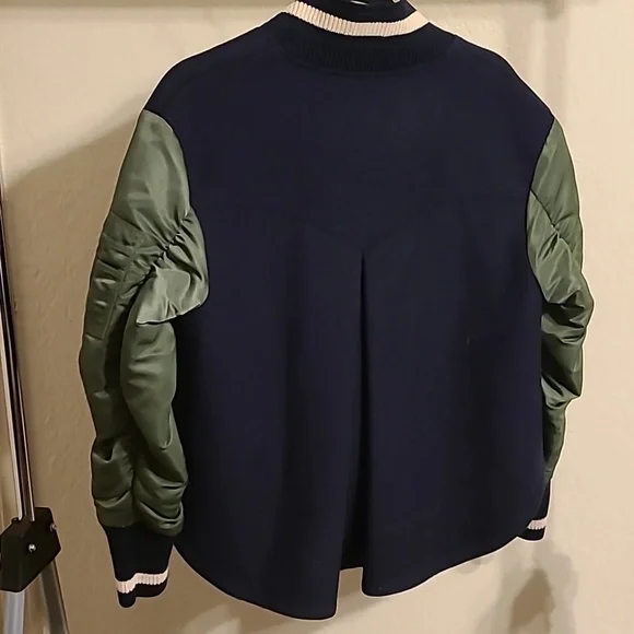 Veronica Beard Blue Green Varsity Jacket Wool Blend S - Picture 5 of 9